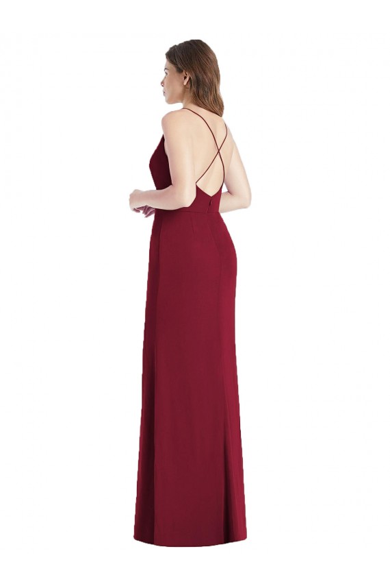 Sleeveless V-Neck Soft Chiffon Hunter Long Bridesmaid Dress Leicester