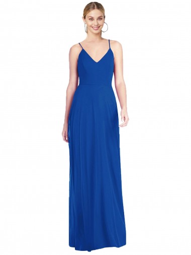 Sleeveless V-Neck Soft Chiffon Royal Blue Long Formal Dress / Bridesmaid Dress Leicester
