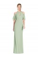 Cold Shoulder Halter Neck Soft Chiffon Sage Long Semi Formal Evening Dress / Bridesmaid Dress Leicester