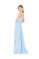 Sleeveless High Neck Chiffon Light Sky Blue Long Bridesmaid Dress / Evening Gowns Leicester