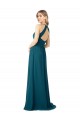 Sleeveless High Neck Soft Chiffon Windsor Blue Long Bridesmaid Dress Leicester
