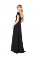 Cap Sleeves Sweetheart Soft Chiffon Black Long Bridesmaid Dress Leicester