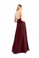 Sleeveless V-Neck Chiffon Burgundy Gold Long Floor Length Bridesmaid Dress Leicester