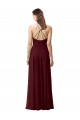 Sleeveless High Neck Soft Chiffon Burgundy Gold Long Bridesmaid Dress Leicester