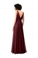 Sleeveless Cowl Neck Soft Chiffon Burgundy Gold Long Bridesmaid Dress Leicester