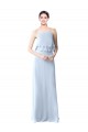 Sleeveless Halter Neck Soft Chiffon Light Sky Blue Long Bridesmaid Dresses Leicester