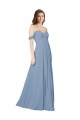 Sleeveless Sweetheart Chiffon Dusty Blue Long Wedding Party Dress Leicester