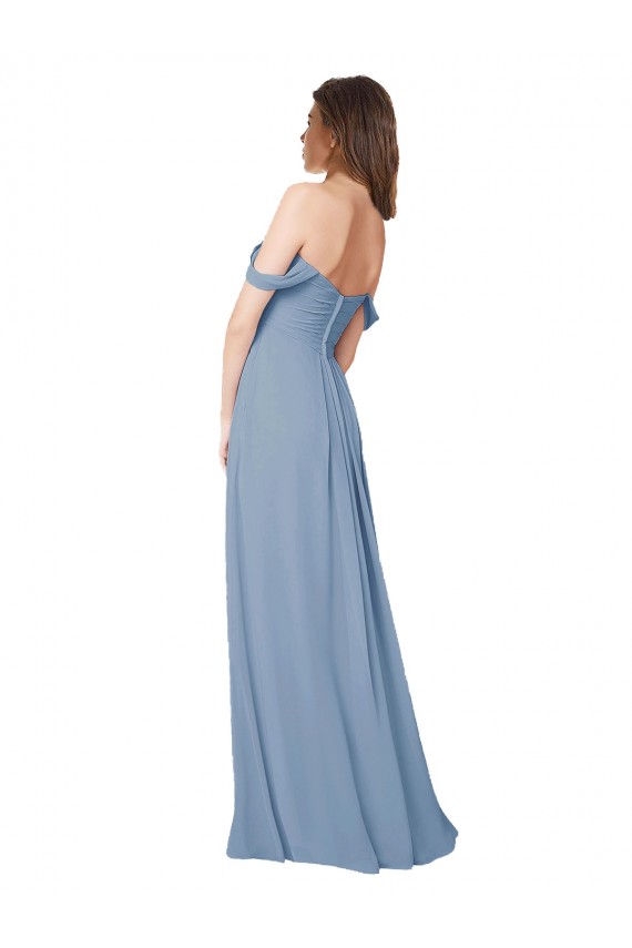 Sleeveless Sweetheart Chiffon Dusty Blue Long Wedding Party Dress Leicester