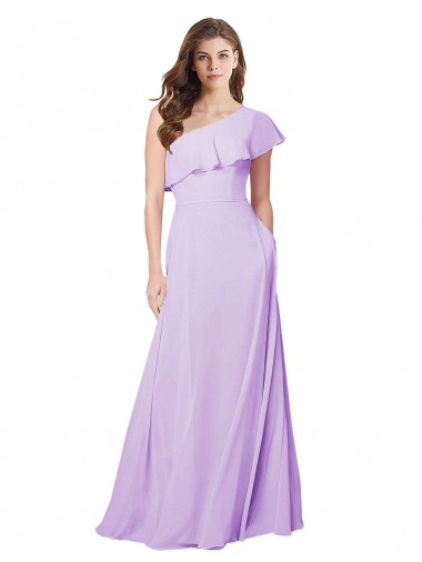 Sleeveless One Shoulder Soft Chiffon Lilac Long Bridesmaid Dress Leicester