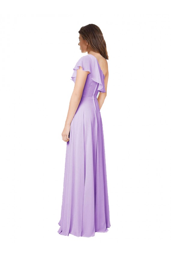 Sleeveless One Shoulder Soft Chiffon Lilac Long Bridesmaid Dress Leicester