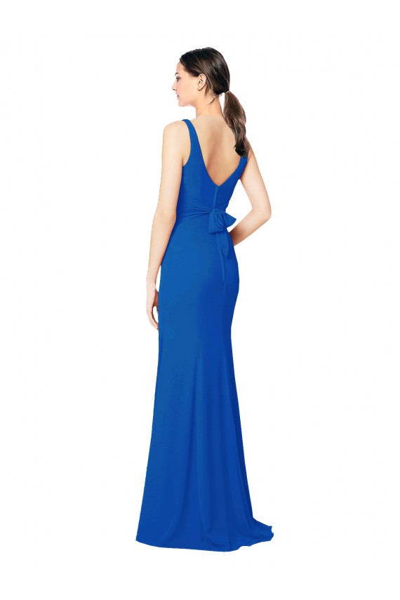 Sleeveless Sweetheart Chiffon Royal Blue Sheath Long Bridesmaid Dress / Evening Dress Leicester