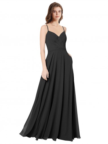 Sleeveless Sweetheart Chiffon Black A-Line Long Formal Dress / Bridesmaid Dress Leicester