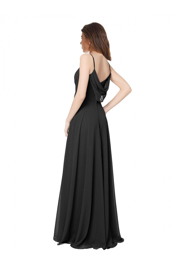 Sleeveless Sweetheart Chiffon Black A-Line Long Formal Dress / Bridesmaid Dress Leicester