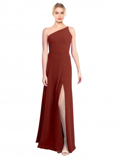 Sleeveless One Shoulder Soft Chiffon Burgundy Long Formal Dress / Bridesmaid Dress Leicester