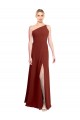 Sleeveless One Shoulder Soft Chiffon Burgundy Long Formal Dress / Bridesmaid Dress Leicester