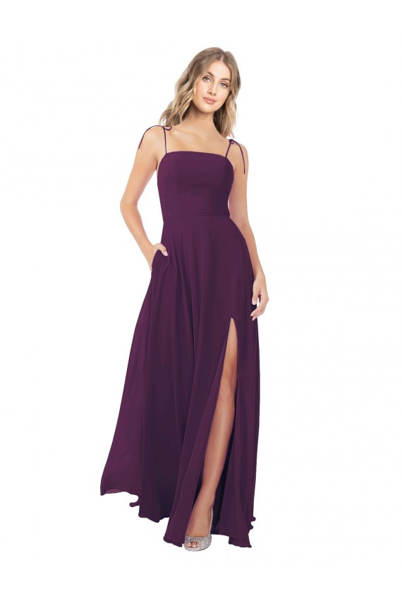 Sleeveless Strapless Soft Chiffon Grape Long Bridesmaid Dress Leicester