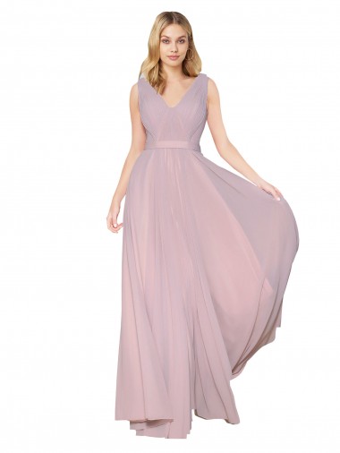 Sleeveless High Neck Soft Chiffon Primrose Long Formal Evening Gown / Prom Dress / Bridesmaid Dress Leicester