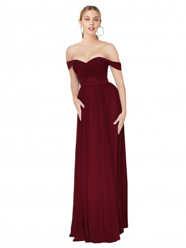 Sleeveless High Neck Soft Chiffon Burgundy Mermaid Long Formal Dress / Bridesmaid Dress Leicester