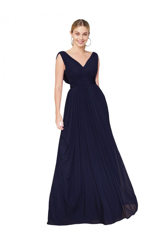 Sleeveless High Neck Soft Chiffon Dark Navy A-Line Long Formal Evening Gown / Prom Dress / Bridesmaid Dress Leicester