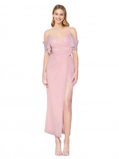 Cold Shoulder High Neck Soft Chiffon Primrose Knee Length Formal Evening Gown / Prom Dress / Bridesmaid Dress Leicester