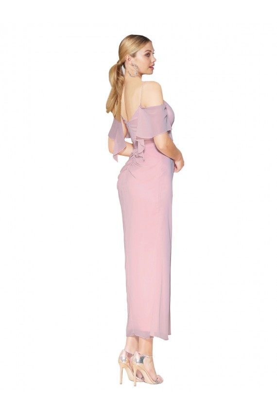 Cold Shoulder High Neck Soft Chiffon Primrose Knee Length Formal Evening Gown / Prom Dress / Bridesmaid Dress Leicester