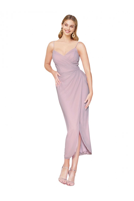 Sleeveless High Neck Soft Chiffon Primrose Knee Length High Low Evening Gown / Prom Dress / Bridesmaid Dress Leicester