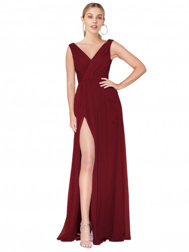 Sleeveless High Neck Soft Chiffon Burgundy Long Black Tie Evening Gown / Prom Dress / Bridesmaid Dress Leicester