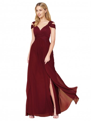 Sleeveless High Neck Soft Chiffon Burgundy Long Formal Evening Gown / Prom Dress / Bridesmaid Dress Leicester