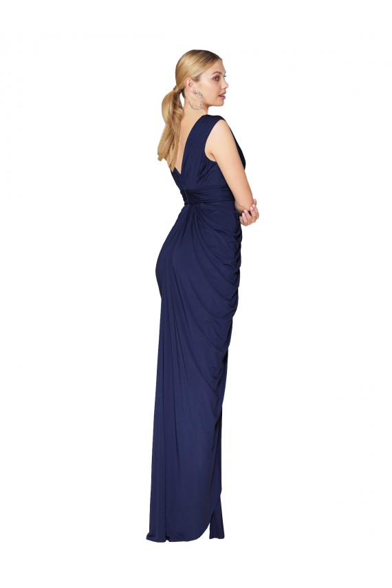 Sleeveless High Neck Soft Chiffon Dark Navy Long Formal Evening Gown / Prom Dress / Bridesmaid Dress Leicester