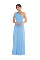 Sleeveless One Shoulder Soft Chiffon Periwinkle Long Semi Formal Evening Dress / Bridesmaid Dress Leicester