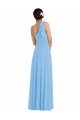 Sleeveless One Shoulder Soft Chiffon Periwinkle Long Semi Formal Evening Dress / Bridesmaid Dress Leicester