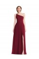 Sleeveless One Shoulder Soft Chiffon Burgundy Long Semi Formal Evening Dress / Bridesmaid Dress Leicester