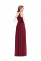 Sleeveless One Shoulder Soft Chiffon Burgundy Long Semi Formal Evening Dress / Bridesmaid Dress Leicester