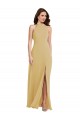 Sleeveless Halter Neck Soft Chiffon Gold Long Semi Formal Evening Dress / Bridesmaid Dress Leicester