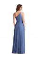 Sleeveless One Shoulder Soft Chiffon Windsor Blue Long Formal Evening Gown / Bridesmaid Dress Leicester
