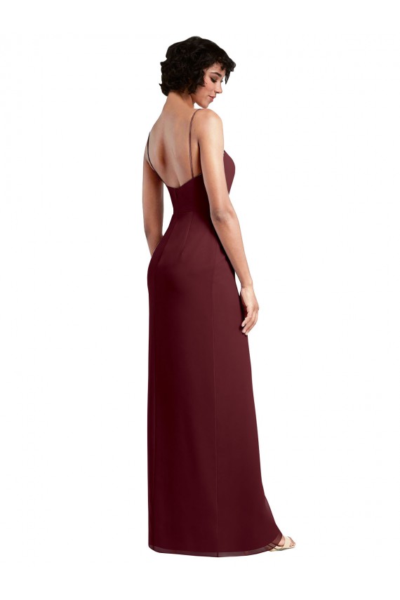 Sleeveless Square Neck Soft Chiffon Burgundy Gold Long Evening Dress / Bridesmaid Dress Leicester