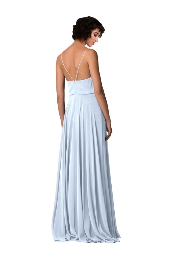 Sleeveless V-Neck Soft Chiffon Light Sky Blue Long Formal Dress / Bridesmaid Dress Leicester