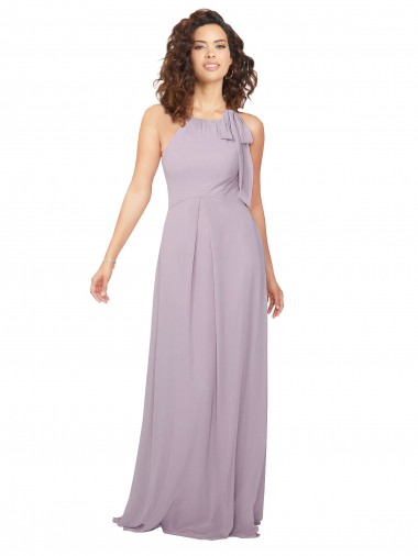 Sleeveless Halter Neck Chiffon Pink Glow Long Bridesmaid Dress / Evening Dress Leicester