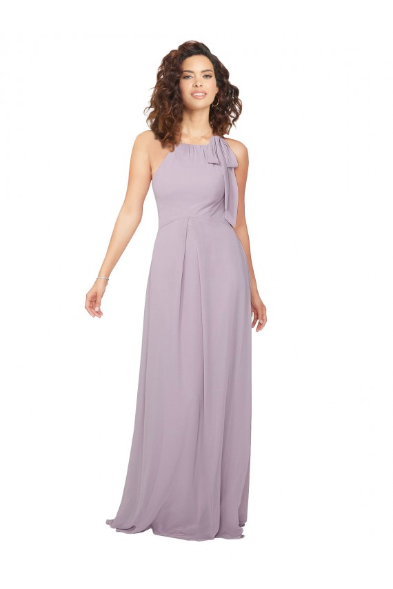Sleeveless Halter Neck Chiffon Pink Glow Long Bridesmaid Dress / Evening Dress Leicester