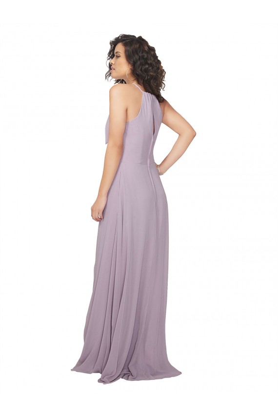 Sleeveless Halter Neck Chiffon Pink Glow Long Bridesmaid Dress / Evening Dress Leicester