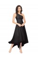 Sleeveless Strapless Soft Chiffon Black Midi Length High Low Bridesmaid Dress Leicester