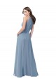 Sleeveless High Neck Chiffon Dusty Blue Long Bridesmaid Formal Dress Leicester