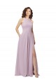 Sleeveless High Neck Soft Chiffon Pink Glow Long Bridesmaid Dress Leicester
