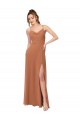 Sleeveless Cowl Neck Soft Chiffon Rosewood Long Bridesmaid Dress Leicester
