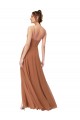 Sleeveless Cowl Neck Soft Chiffon Rosewood Long Bridesmaid Dress Leicester