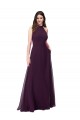 Sleeveless High Neck Soft Chiffon Grape Long Bridesmaid Dress Leicester