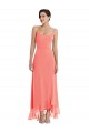 Sleeveless Scoop Neck Soft Chiffon Coral Long High Low Bridesmaid Dress Leicester