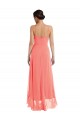Sleeveless Scoop Neck Soft Chiffon Coral Long High Low Bridesmaid Dress Leicester