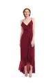 Sleeveless V-Neck Soft Chiffon Burgundy Long High Low Evening Gown / Bridesmaid Dress Leicester