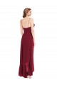 Sleeveless V-Neck Soft Chiffon Burgundy Long High Low Evening Gown / Bridesmaid Dress Leicester